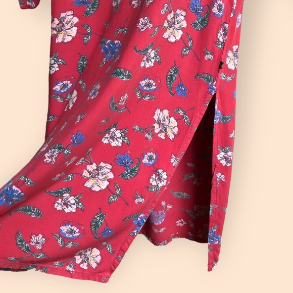 Avaasa Floral Kurta Tunic Top Roll Sleeves Long Length Shirt Slit Sides Women M - Picture 8 of 13